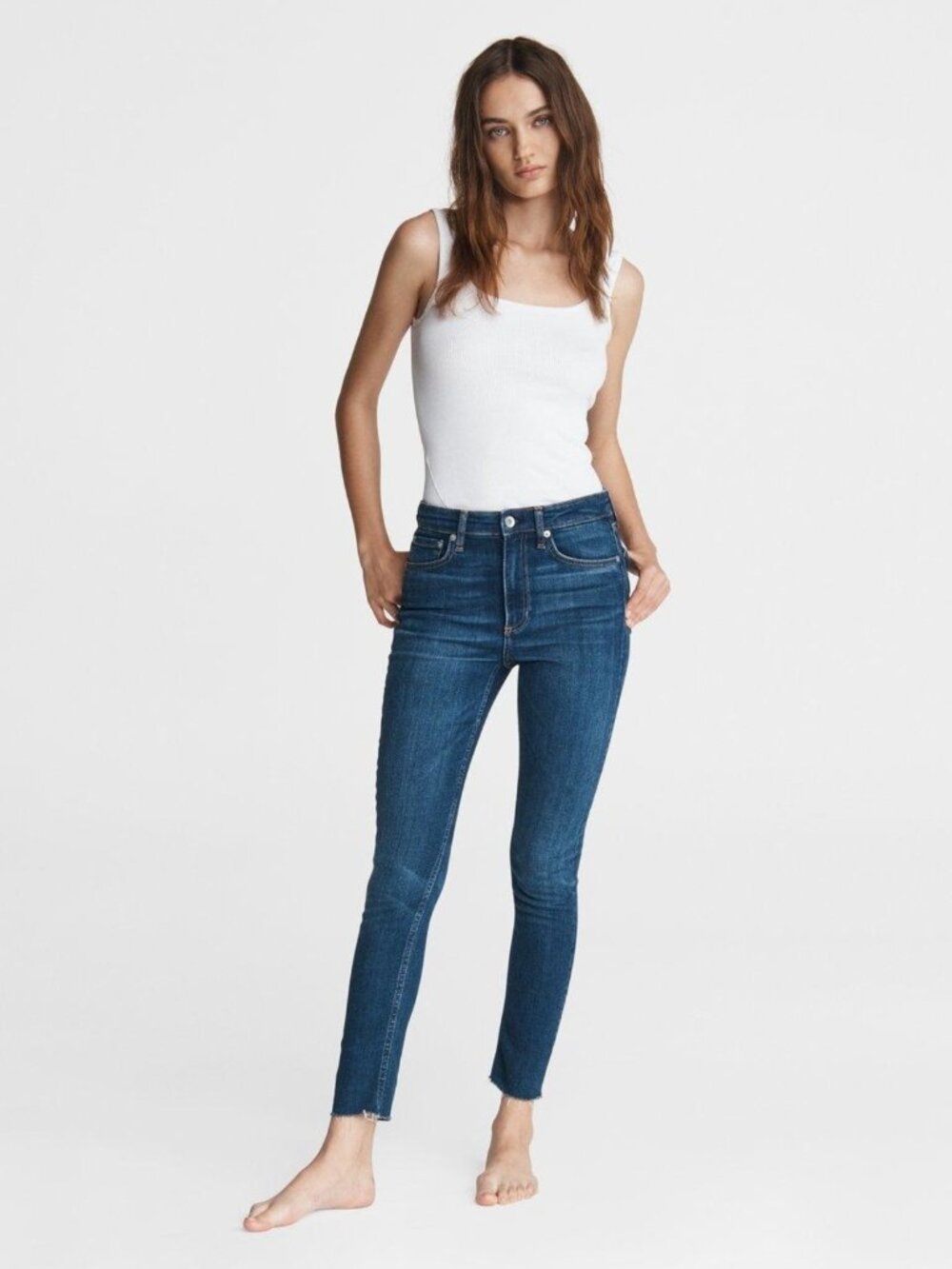 RAG & BONE Nina Jasper Dark Rinse High Rise Ankle Skinny Jeans, Size 27